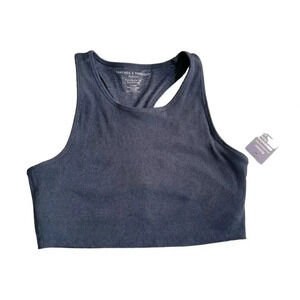 Threads 4 Thought Grey Sports Bra Top Tee XL ReActive Ribbed NWT Activewear